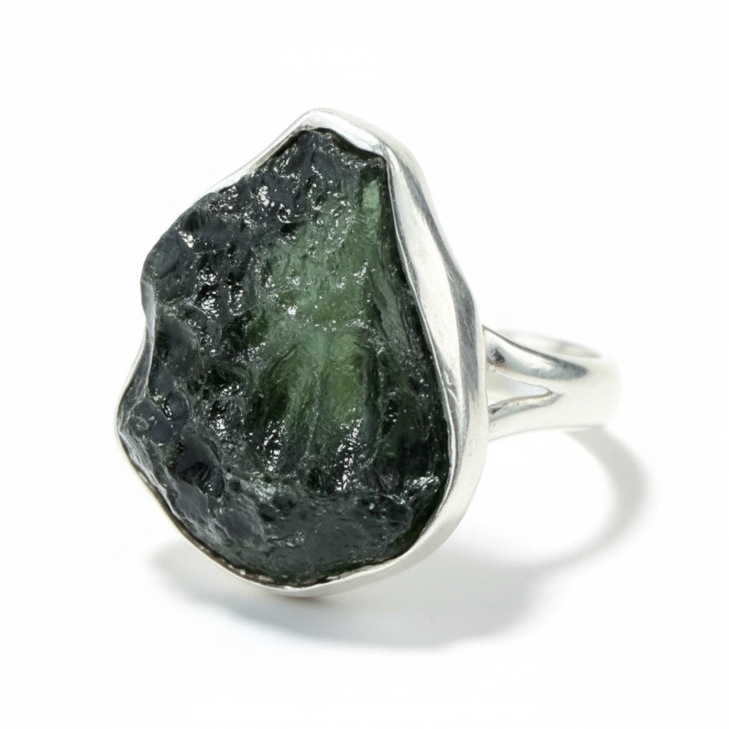 Moldavite Ring in Silver