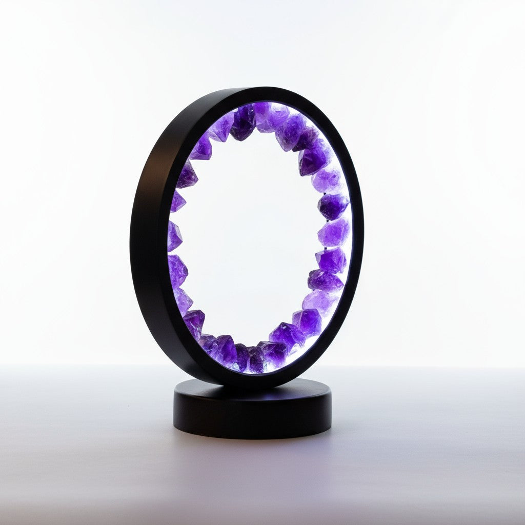 Amethyst Crystal Circular Lamp