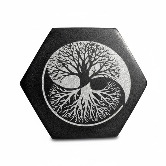 Selenite "Tree Of Life" Hexagon Plate