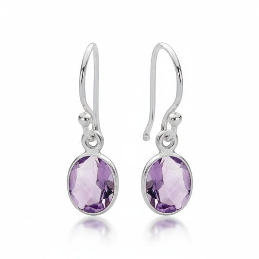Amethyst Faceted Earring in Silver