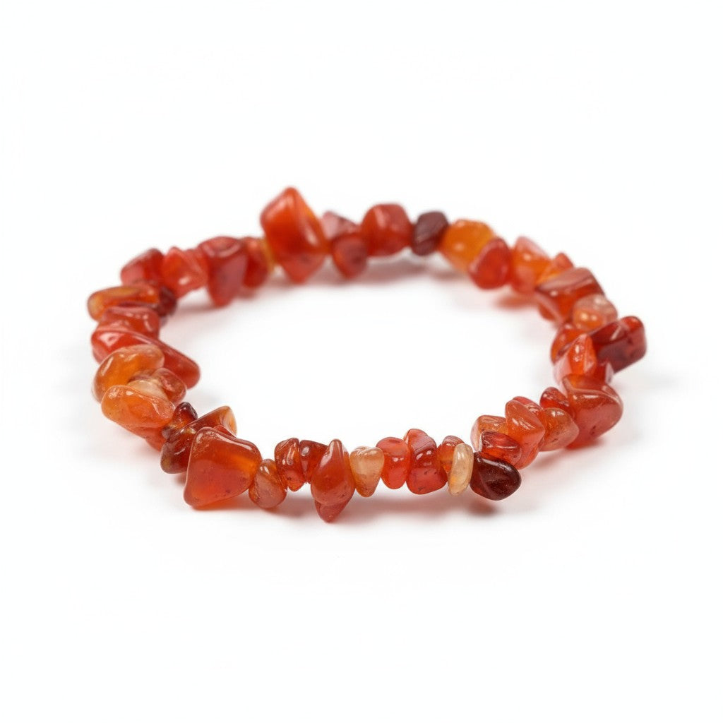 Carnelian Crystal Chip Bracelet ~ Confidence /Vitality