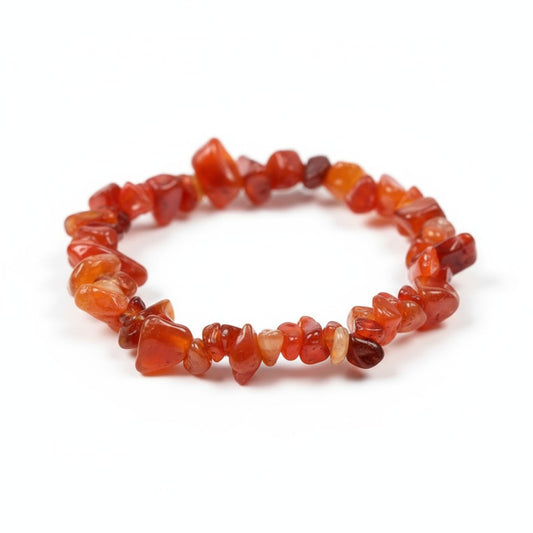 Carnelian Crystal Chip Bracelet ~ Confidence /Vitality