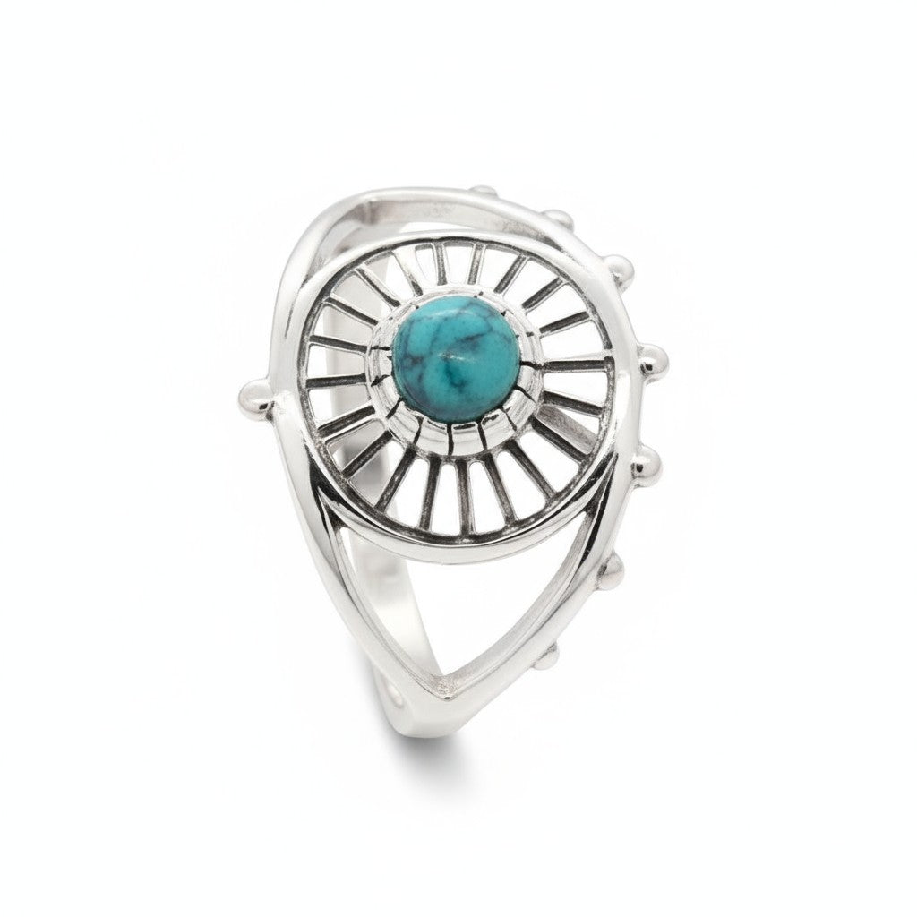 Turquoise Eye Ring in Silver