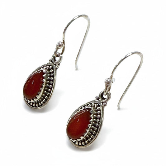 Carnelian Oval Silver Earring