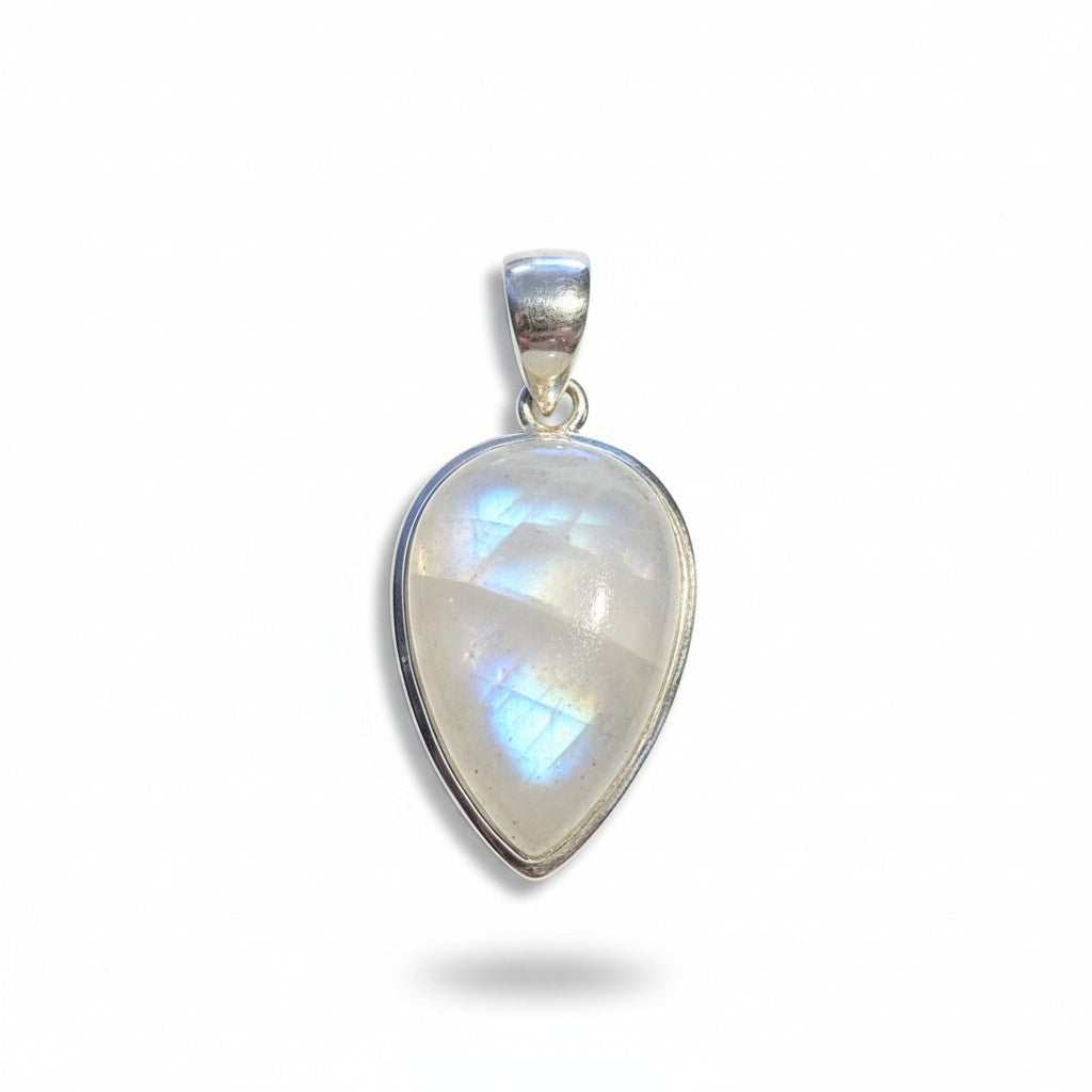 Rainbow Moonstone Pendant in Silver