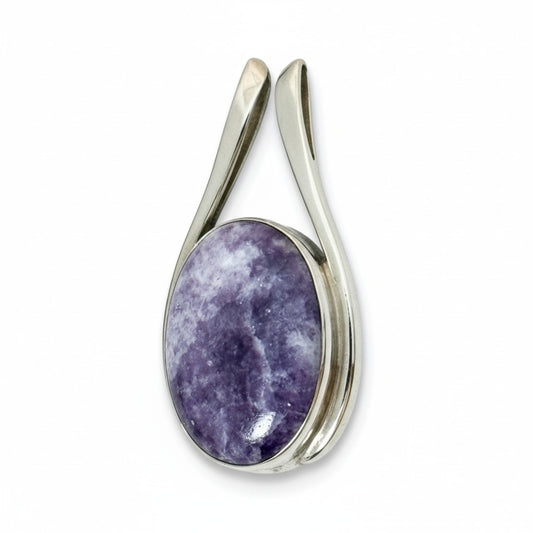 Lepidolite Oval Pendant Silver