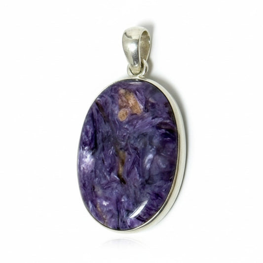 Charoite Oval Pendant Silver