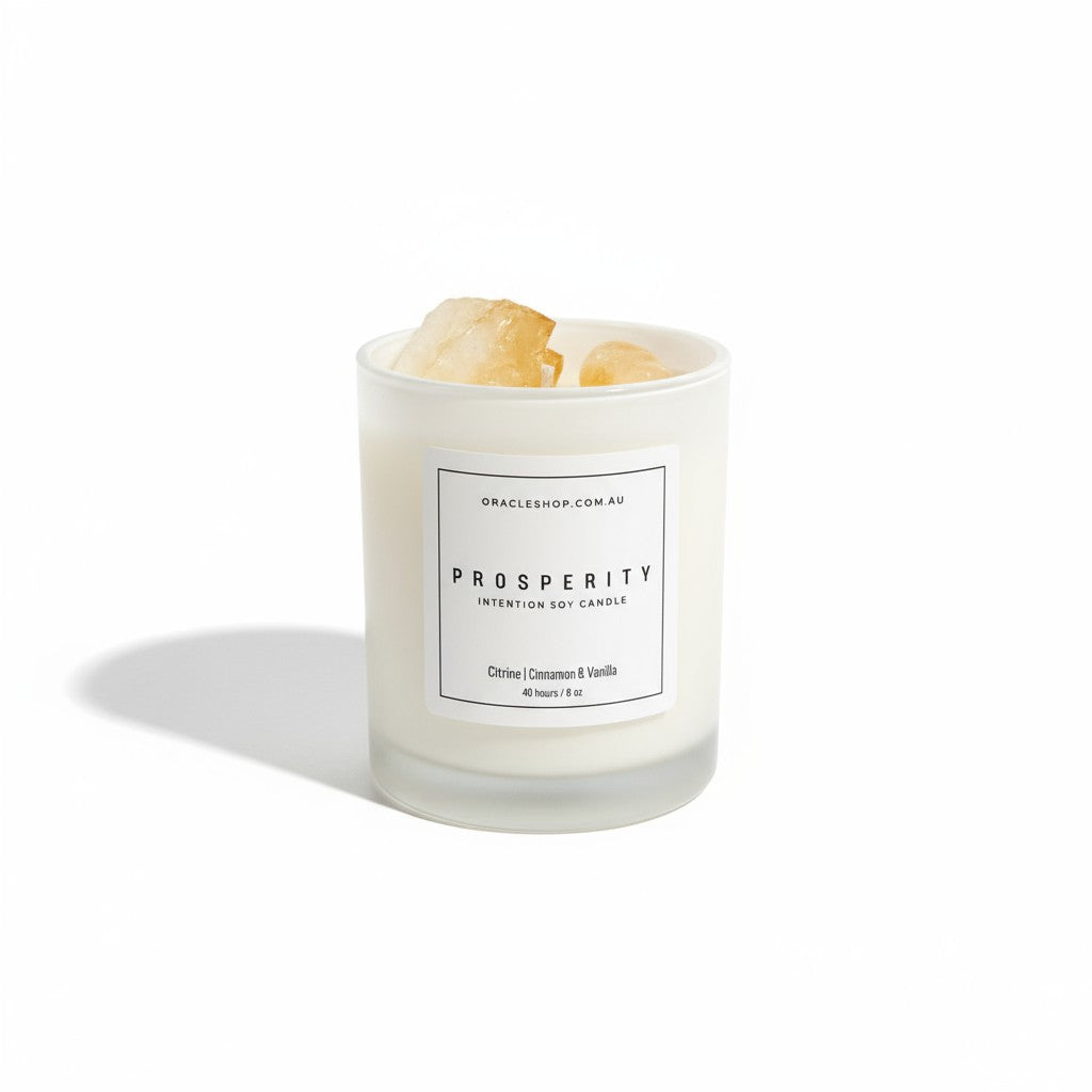 PROSPERITY Intention Soy Candle: Citrine / Cinnamon Vanilla