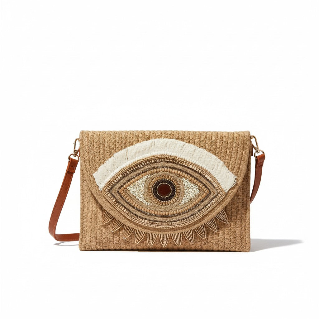 Evil Eye Straw Bag
