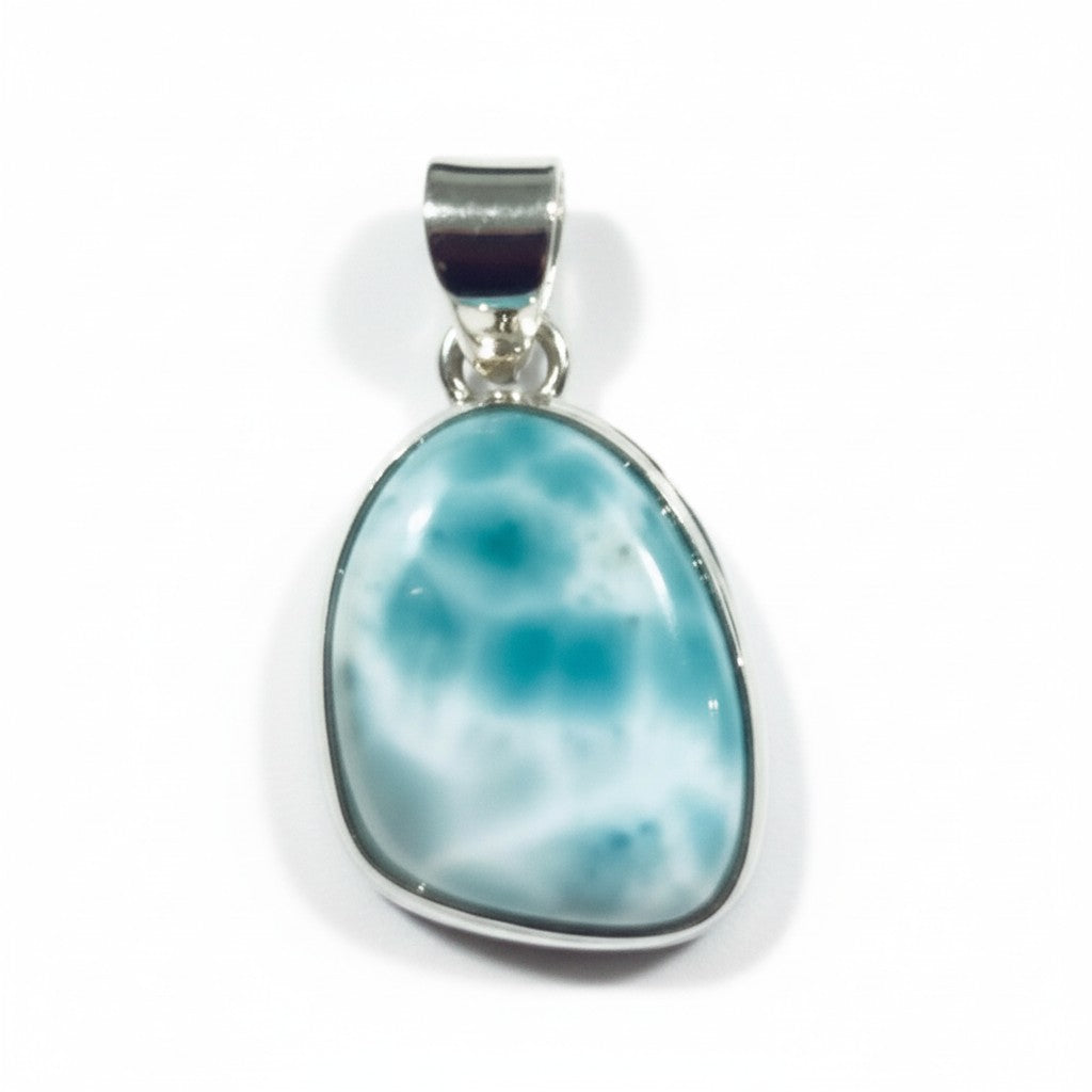 Larimar Teardrop Mayan Pendant in 925 Silver