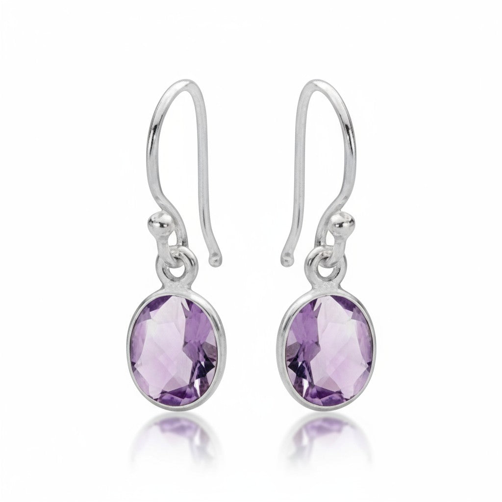 Amethyst Faceted Earring in Silver