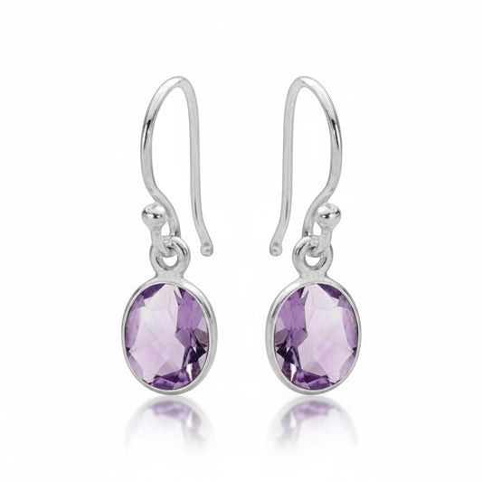 Amethyst Faceted Earring in Silver