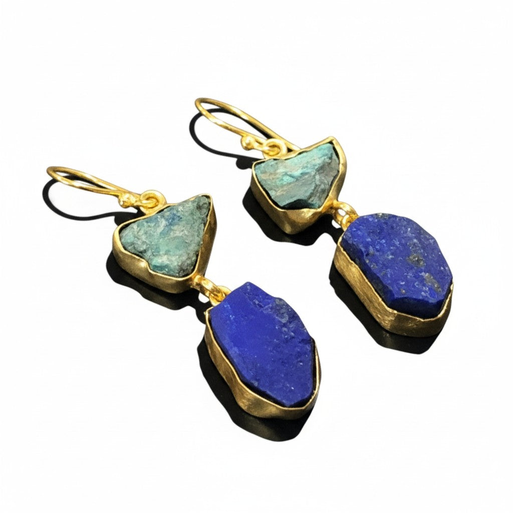 Gold Crystal Earrings - 2 Stone