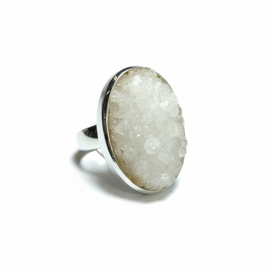 Anandalite Quartz Cluster Oval Pendant in Silver