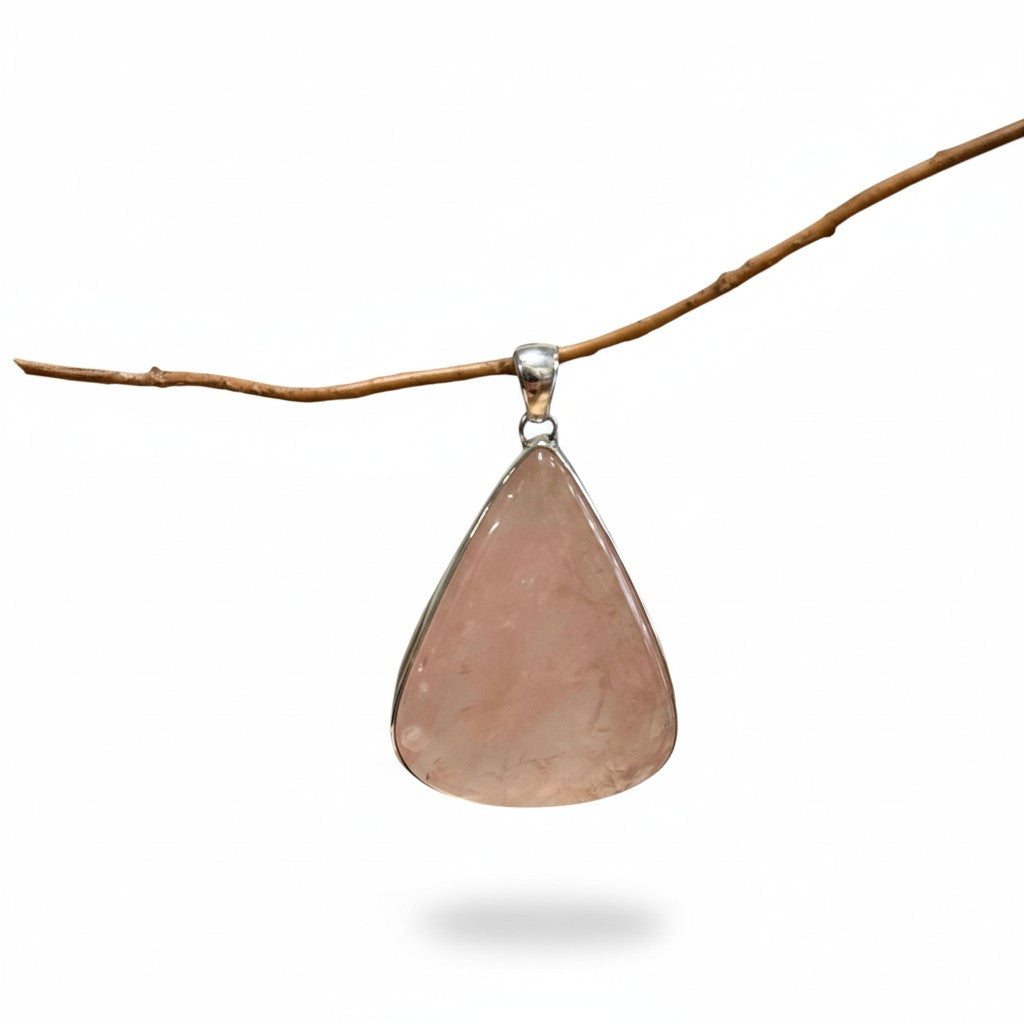 Rose Quartz Teardrop Pendant in Silver
