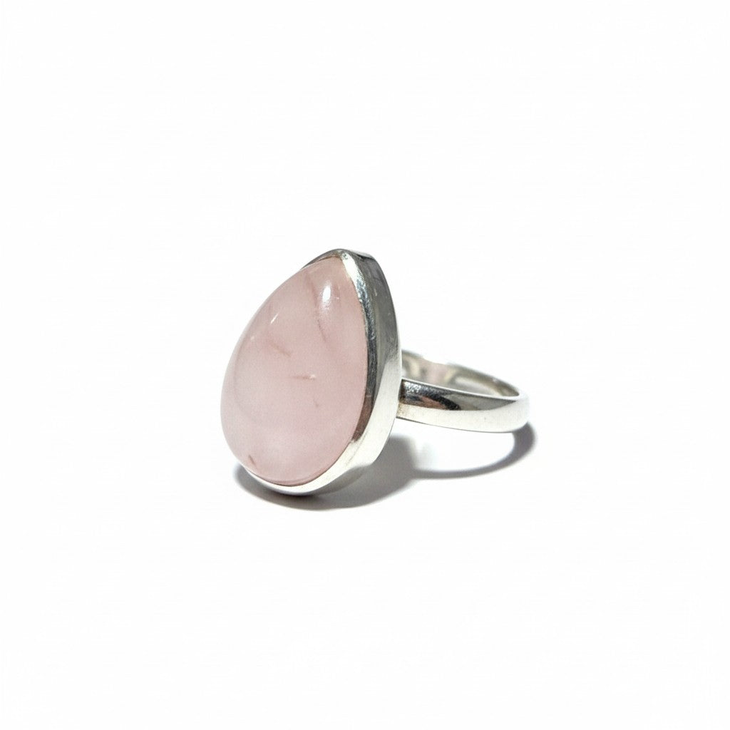 Rose Quartz Ring Adjustable in Silver