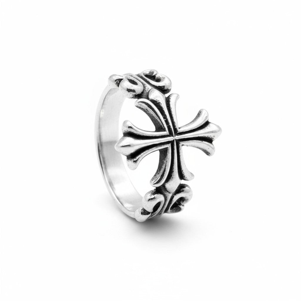 Gothic Cross Men's Ring in Silver