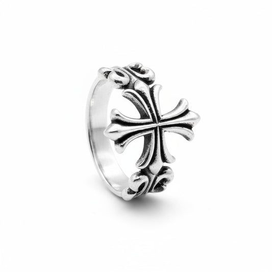 Gothic Cross Men's Ring in Silver