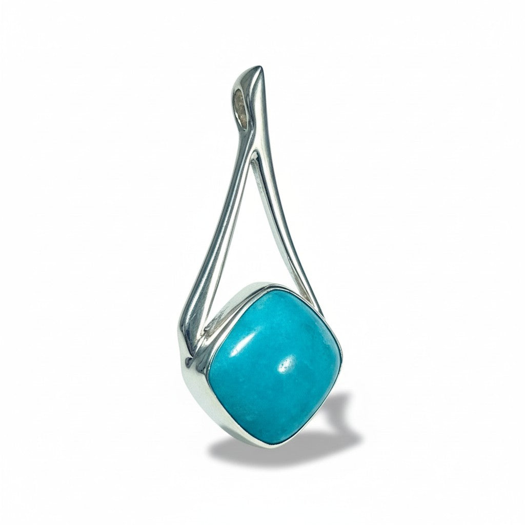 Amazonite Aztec Pendant Silver