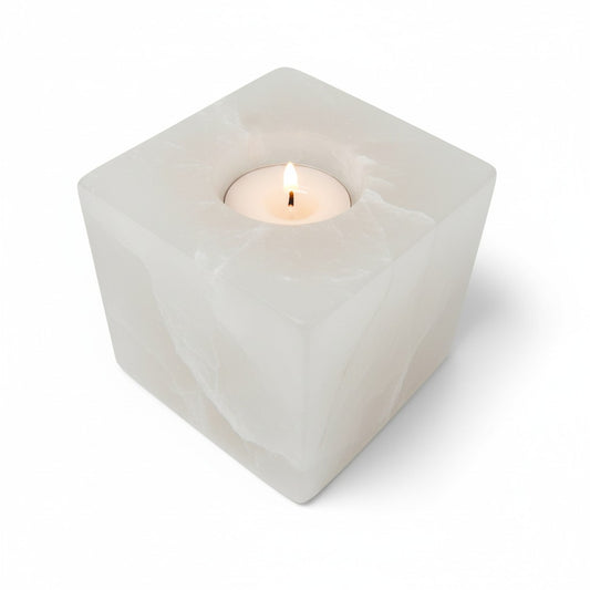 Selenite Cube Candle Holders