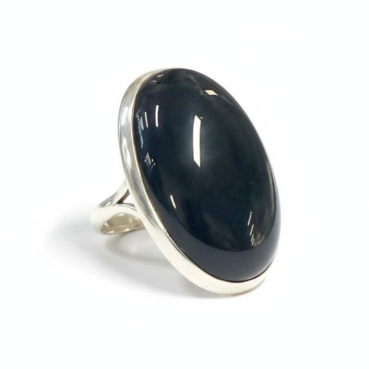 Black Obsidian Oval Ring 8