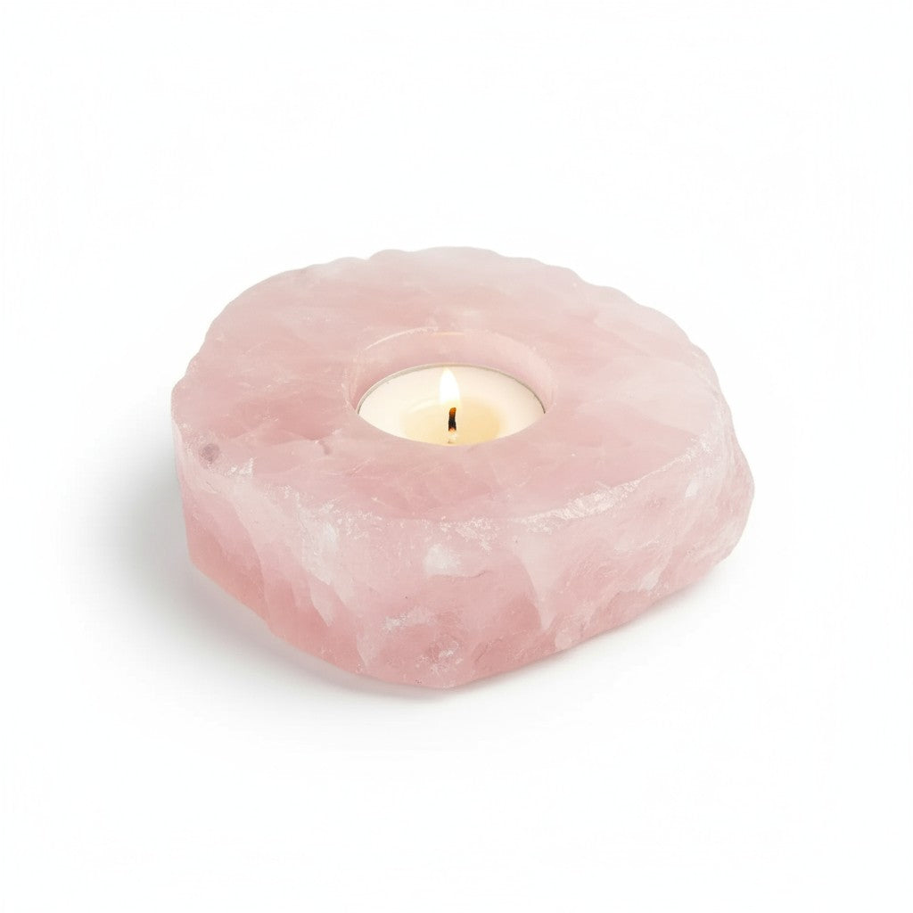 Rose Quartz Tealight Candle Holder - Polished