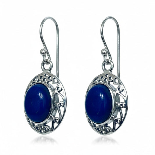Lapis Lazuli Sun Silver Earrings
