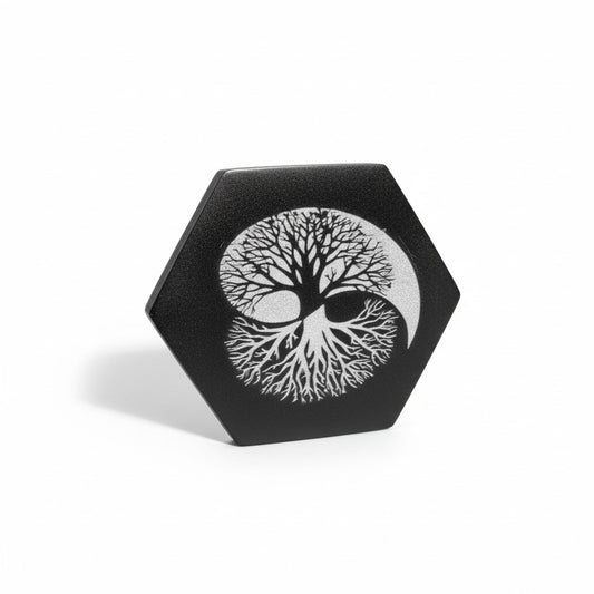 Selenite "Tree Of Life" Hexagon Plate