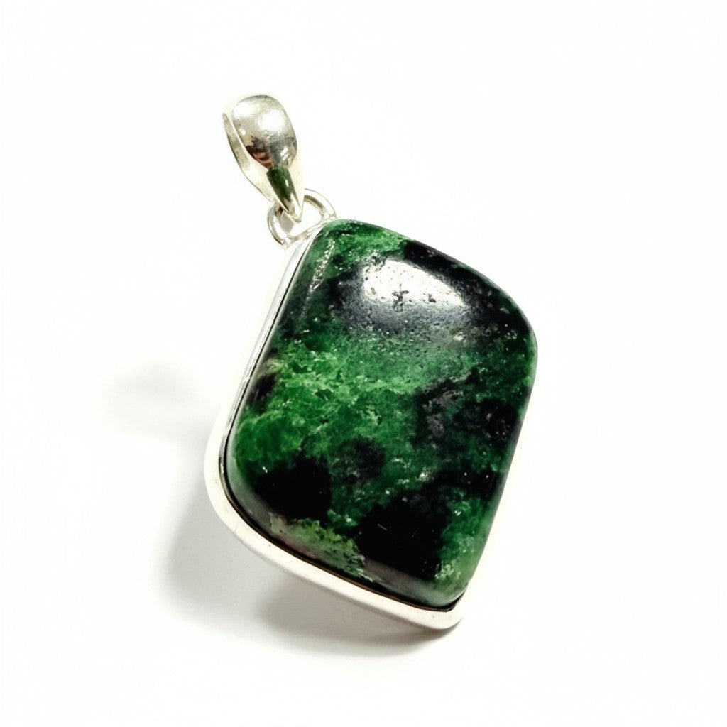 Ruby in Zoisite Diamond Shape Silver Pendant