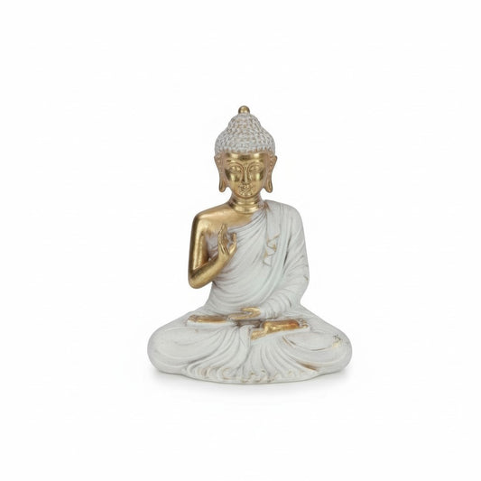 Buddha Rulai Statue White Gold 13cm