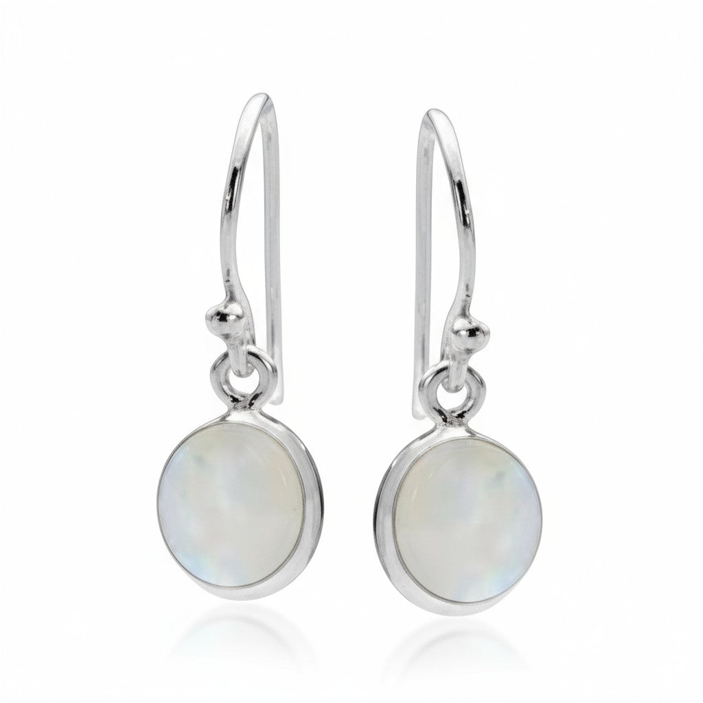 Moonstone Round Earrings in Silver