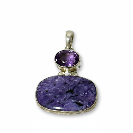 Charoite and Amethyst Multi Cabochon Pendant