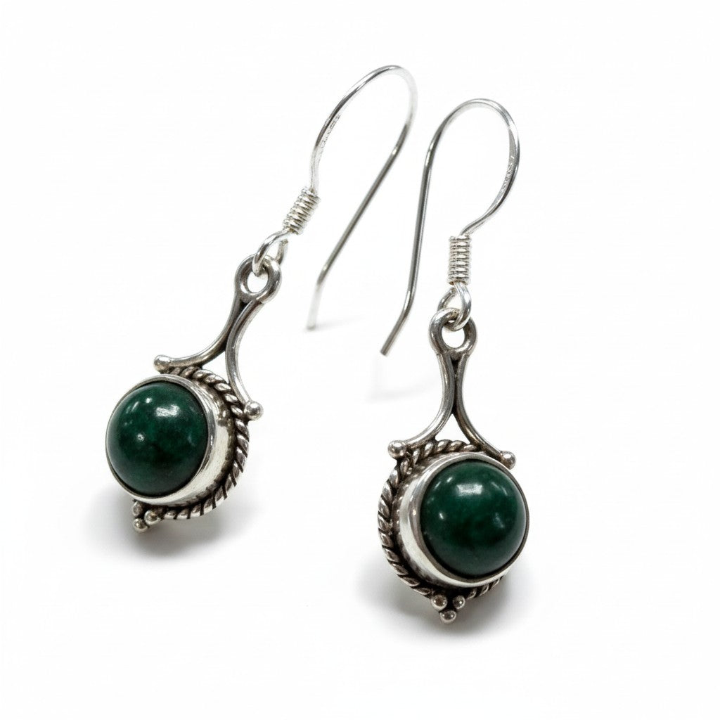 Malachite Silver Earrings