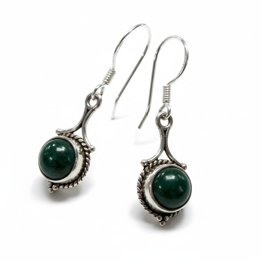 Malachite Silver Earrings
