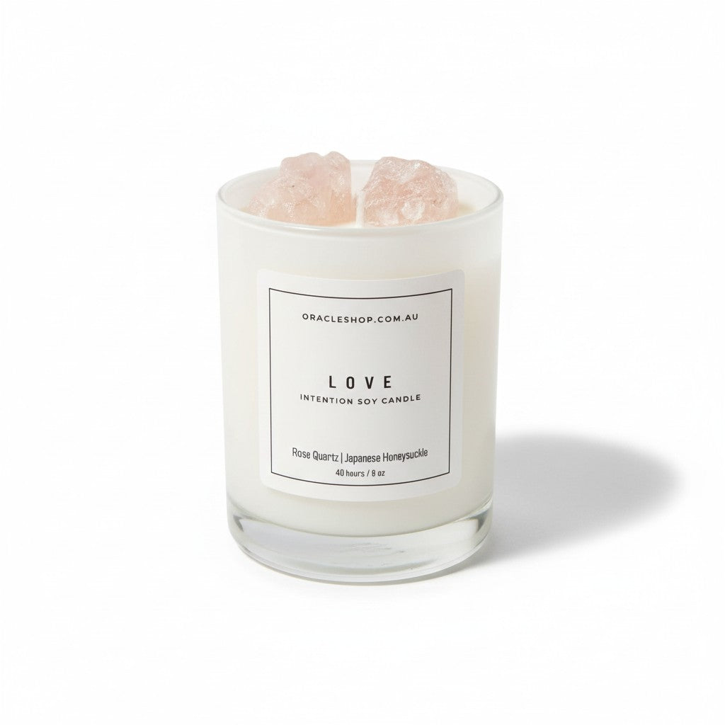 LOVE Intention Soy Candle - Rose Quartz / Japanese Honeysuckle