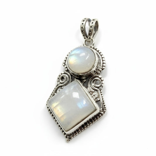 Rainbow Moonstone Isis Silver Pendant