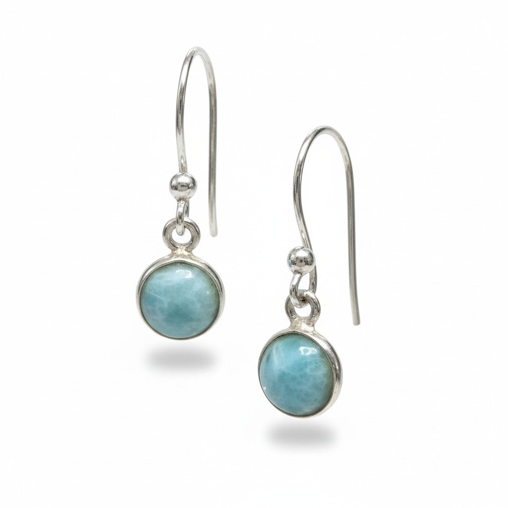 Larimar Silver Round Earrings