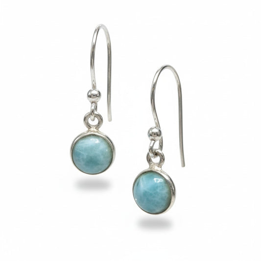 Larimar Silver Round Earrings
