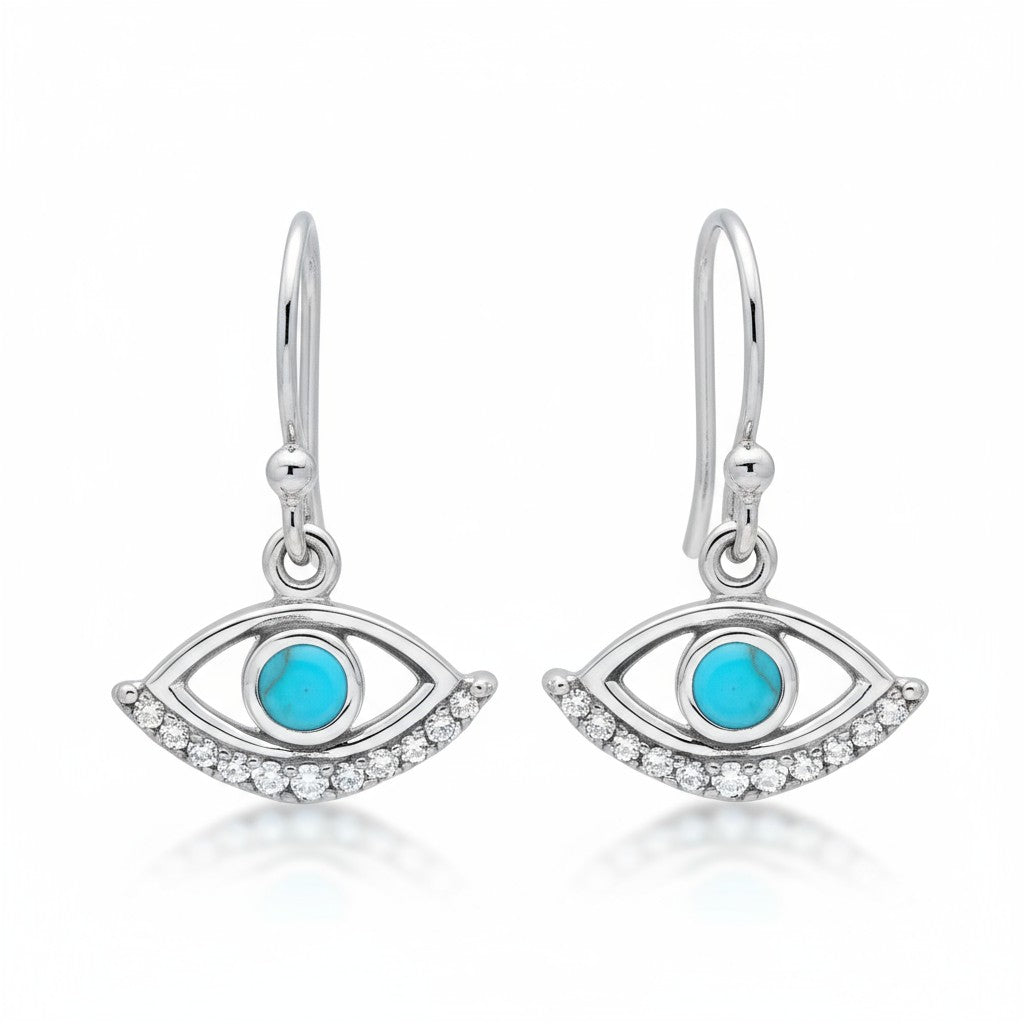 Eye of Horus Turquoise Earrings In Silver