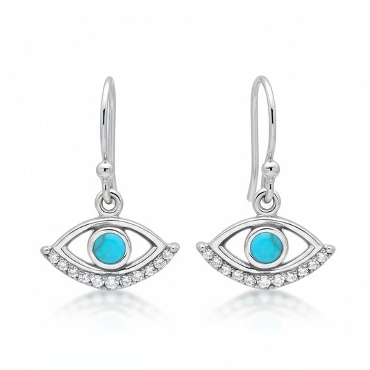 Eye of Horus Turquoise Earrings In Silver