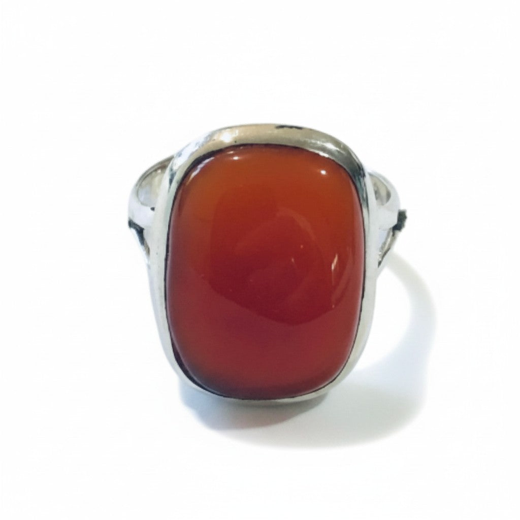 Carnelian Rectangle Silver Ring
