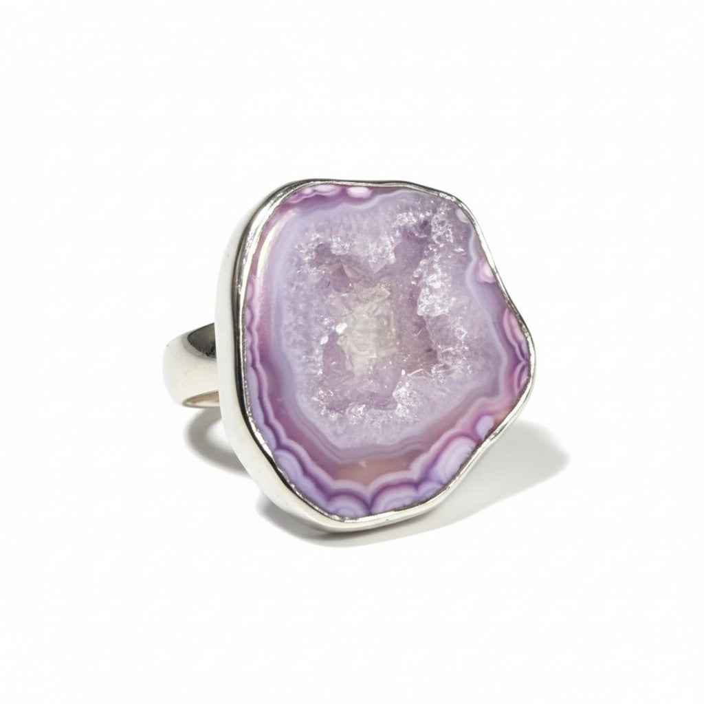 Agate Slice Ring Adjustable in Silver