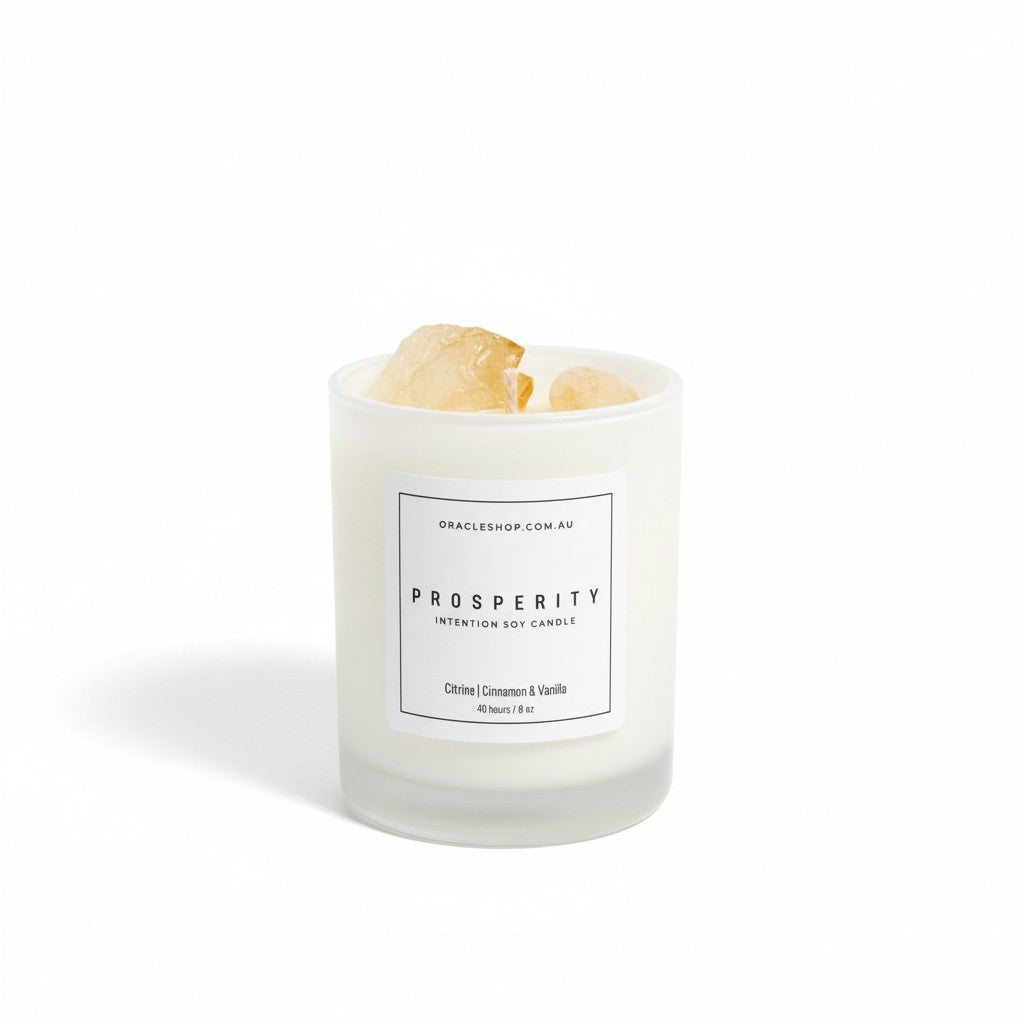 PROSPERITY Intention Soy Candle: Citrine / Cinnamon Vanilla