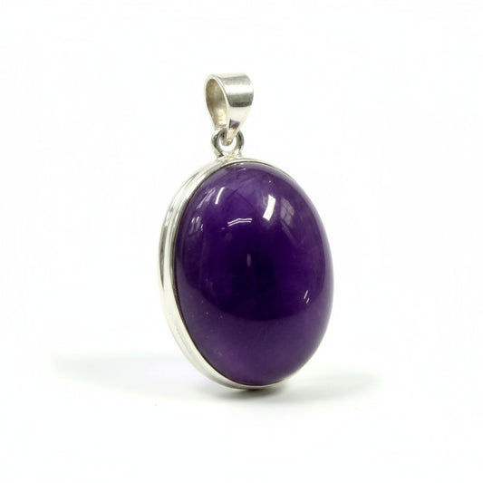 Amethyst Oval Silver Pendant