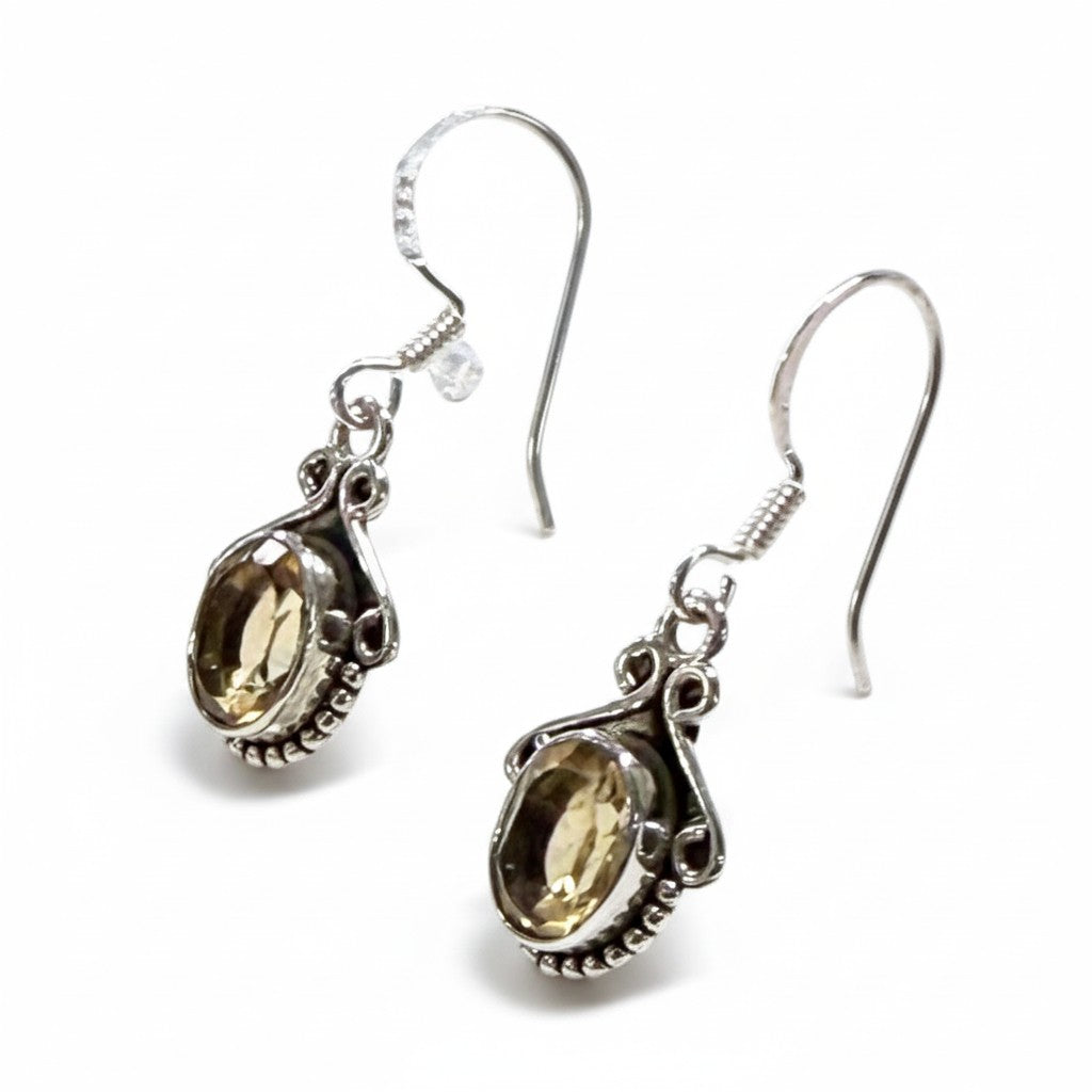 Lemon Quartz Silver Queen Earrings