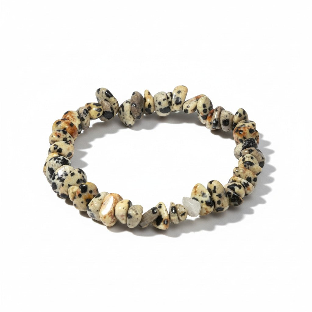 Dalmation Jasper Crystal Chip Bracelet