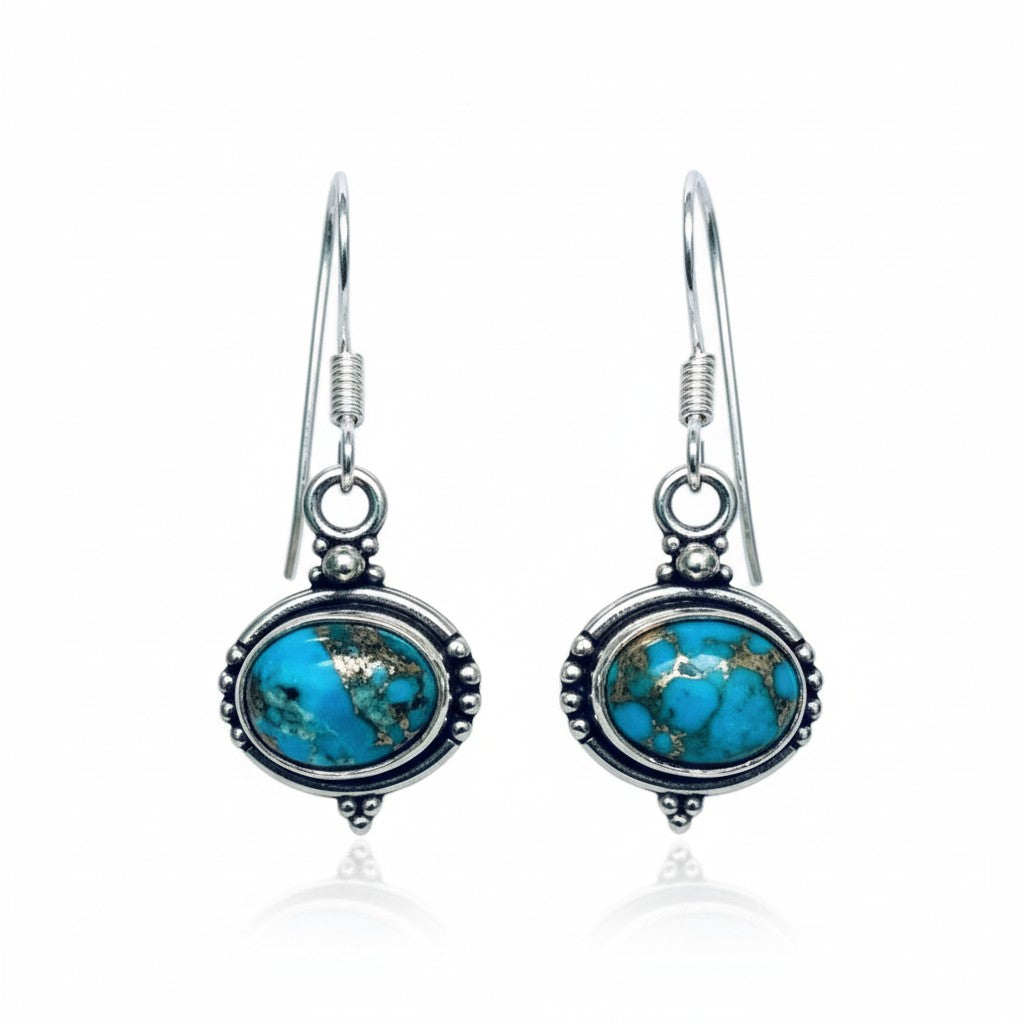 Mohave Turquoise Oval Silver Earrings