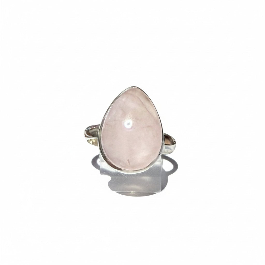 Rose Quartz Ring Adjustable in Silver