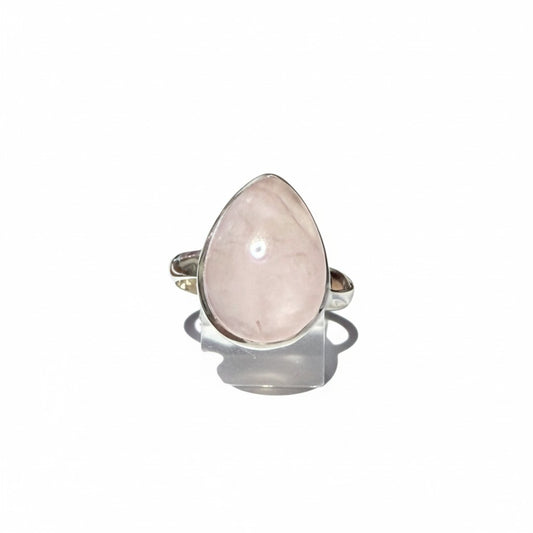 Rose Quartz Ring Adjustable in Silver
