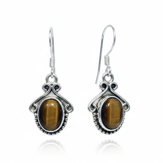 Tiger eye Oval Earrings